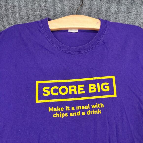 Gildan Score Big Soccer Experience T-Shirt Mens Large Short Sleeve Purple Cotton - Picture 3 of 15
